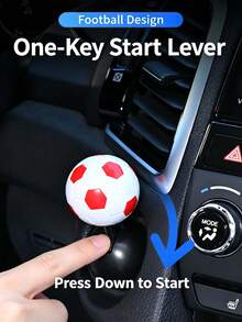 1pc Football Shaped Car One-Touch Start Decoration, Football Joystick Ignition Switch Button Cover, Creative Football 3 Styles Available, Experience Joystick Car Start, Comes With Car Interior Gap Cleaning Brush - Multicolor - View 7
