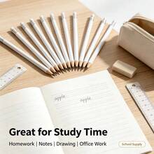 5pcs/15pcs/30pcs Simple White Round Pencil With Eraser, Pre-Sharpened, Suitable For Study, Office, And Practice - Sets - View 5