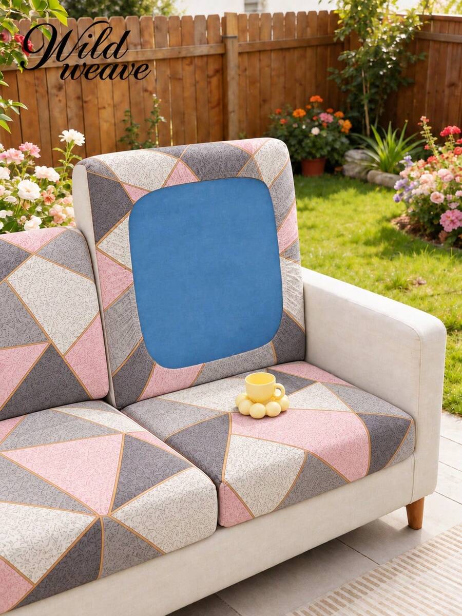 1pc Striped Print Milk Silk Sofa Cover, High Elasticity Dust-Proof Removable Washable All-Season Sofa Slipcover, Suitable For Patio, Garden, Poolside And Multiple Occasions, Single Piece Sold Not Set Sofa Protector