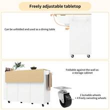 Kitchen Cabinet, Serving Trolley With Wood Grain, Kitchen Trolley With Castors And Worktop, With Spice Rack And Towel Rail, Kitchen Island With Sliding And Drawers, White - 1 - View 4