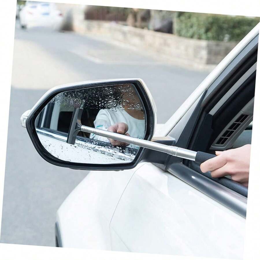 1pc Car Retractable Side Mirror Squeegee, Mini Car Window Squeegee, Car Glass Squeegee Brush, Suitable For Most Pickups, SUVs And Other Types Of Vehicles - A - View 1