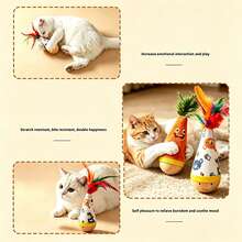 2/1pc Funny Feather Tumbler Cat Teaser Toy, Self-Entertainment And Boredom Relief, Durable Scratch-Resistant And Bite-Resistant Interactive Toy, Indoor Cat Teaser Wand, Provides Exercise And Entertainment Interest For Cats, Suitable For Big And Small Cats, Pet Toy - View 7