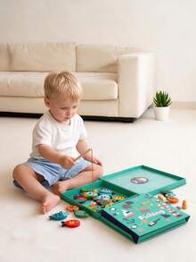 Wooden Magnetic Fishing Game Toy Set With Portable Storage Box, Hand-Eye Coordination Training Toy, Fishing Puzzle Game For Preschool Children - Multicolor - View 3