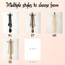 Synthetic Braided Ponytail Extension Claw Clip For Women, Long Multi Braid Bow Hairpiece With, Wedding Prom Party Formal Bridesmaid, Holiday Gifts - Multicolor - View 5