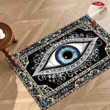 1pc 2D Flat Evil Eye Pattern Design Microfiber Bath Rug,Non-Slip Soft Bathroom Mat,Doormat,Water Absorption Mat,Machine Washable,Low Pile,TPR Backing,Knit Fabric,ForBedroom,Kitchen, Entryway,Indoor Use,Accessories & Home Decor,Perfect New Home Gift. - C - View 4