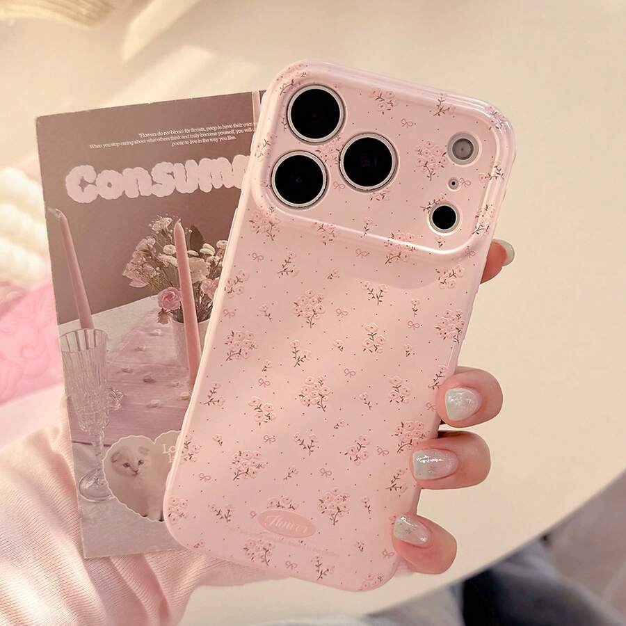 Soft Pink Floral Phone Case Compatible With Iphone 17 Pro Max, 17 Pro, 16 Pro Max, 15, 18/17/16/15/14/13/12/11, Full Coverage Soft Shell - Pink - View 1