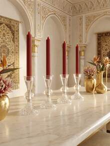 Light Luxury High-Quality Exquisite Glass Candle Holder – Table Wedding Home Ambiance Soft Decor Prop For Living Room, Office, Party, Halloween, Christmas & New Year Gift - Light Luxury  Style - View 4