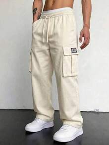2026 Spring/Autumn New Men's Cargo Pants, Loose Fit, Multi-Pocket Design Sports - Apricot - View 1