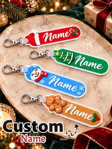 Customized Christmas Keychain, Personalized Name Bag Charm, Holiday Key Chain, Customized Holiday Gift, Customizable Christmas Stocking Filler Gift, Suitable For Friends, Family - Multicolor - View 2
