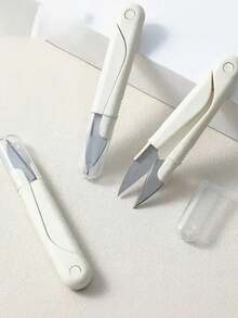 1/3/5pcs U-Shaped Household Small Scissors With Protective Cap - Stainless Steel Handmade & DIY Mini Sewing Scissors, Multi-Function Fabric And Yarn Trimming Tool, Essential Tailoring Craft Scissors - White - View 8