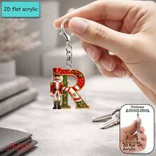 2D Flat Acrylic Christmas Nutcracker Initial Letter Keychain, A-Z 26 Letters, Festive Bag Charm & Key Ring, Cute Holiday Gift For Friends, Women & Men - Multicolor - View 22