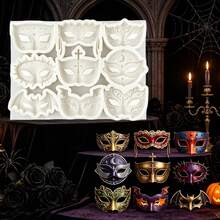 Carnival Mask-Shaped Chocolate Cake Decoration Silicone Mold, Expressions Of Joy, Anger, Sorrow And Happiness Sugar Modeling Mold, High-Temperature Resistant Multi-Functional Mold, DIY Flower Paste Dough Cookies, Scented Candles And Soaps - View 12
