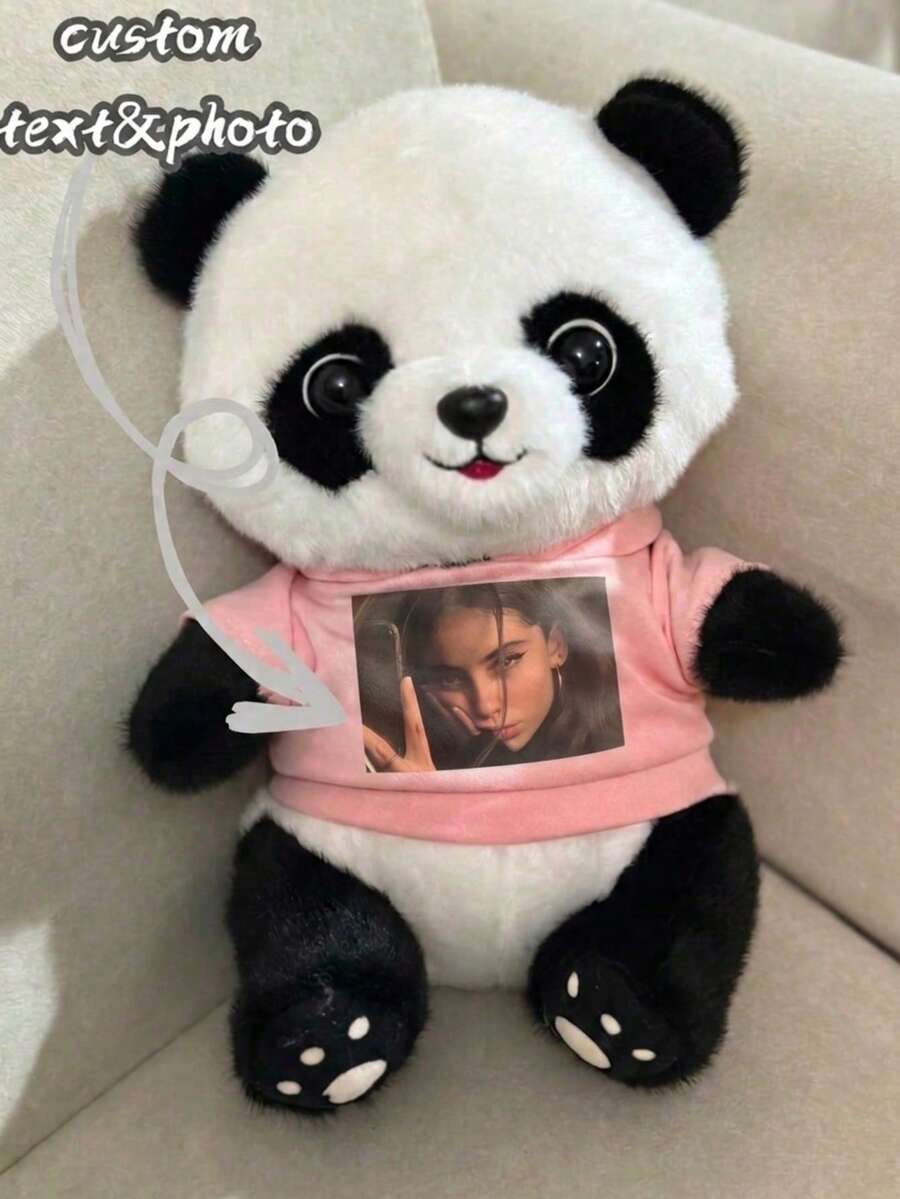 Custom Photo Filled Animal, Personalized Panda Plush Doll, Weighted Sensory Filled Doll, Room Decor, Children's Birthday Gift - Multicolor - View 1