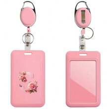Pink ID Card Holder With Retractable Badge Reel Clip, Anti-Theft Card Sleeve, Pink Thumb Slot Hard Plastic Card Protector, Expandable ID Card Holder, Medical Insurance Card Protector, Waterproof Medical Card/Social Security Card Protector, Transit Card Holder - Pink - View 19