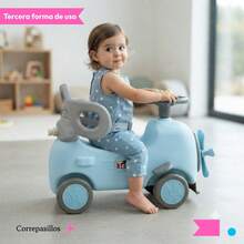 THE BABY SHOP Correpasillos 3 en 1 Mecedora Carrito Paseo Luces Sonido Cinturón  Niños 3-6 Años - Azul - Ver 6