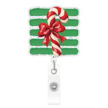 1pc Christmas Santa Claus Easy-Pull Square Striped Christmas Element Rotating Badge Clip - Multicolor - View 13
