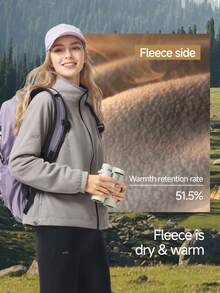 Jaket Fleece Wanita Beneunder dengan Kerah Tegak Bolak-balik (Suhu Sedang) PM031 - Leng Yuebai - Yuan Lumi - View 2
