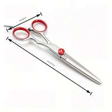Professional Hair Cutting Scissors, Stainless Steel Hair Shears With Thinning Scissors, Ergonomic Red Handle Design, Precise Hair Styling Tool, Suitable For Salon Styling And Home Haircutting - Red - View 9