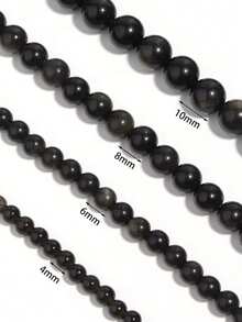 4/6/8/10mm Natural Matte Black Agate Stone Beads, Round Loose Spacer Beads For Jewelry Making DIY Necklace Bracelet Accessories. - Black - View 8