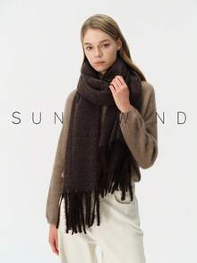 1pc Women's Solid Color Polyester Soft Skin-Friendly Warm Scarf For Daily Use - Dark Grey - View 8