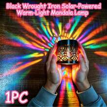 2pcs Warm Light Mandala Projection Solar Lights, Decorative LED Floral Pattern Light, Suitable For Outdoor Fence Wall, Golden Dreamy Night View Decoration Gift, Perfect For Garden Decoration Enthusiasts, Yard Backyard Stairs Patio Path Porch Driveway Landscape Lighting - Solar Mandala - View 8