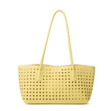 Women's Woven Tote Shoulder Bag, Hollow Design Woven Long Handle Large Capacity Vacation Casual Beach Handbag - Multi-color - View 9