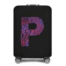 Vibrant Artistic Letter Print Elastic Luggage Cover, Dustproof & Scratch-Resistant Suitcase Protective Sleeve, Fits 18-32 Inch Travel Rolling Luggage - Black - View 87