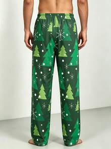 Men's Casual Comfortable Christmas Tree Print Pajama Pants, Cozy Loungewear Bottoms - Multicolor - View 3
