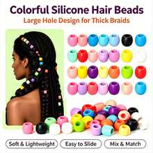 23/119Pcs Multicolor Large Hole Silicone Hair Beads, Dreadlock Braid Decor Beads, Thick Braids Hair Accessories For DIY Hairstyle Decoration - Silicone Hair Beads - View 1