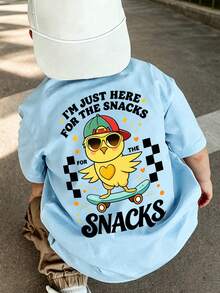 Baby Boy Street Style T-Shirt, Soft Loose Short Sleeve Top - Baby Blue - View 2