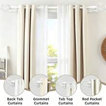 1 Set Double Curtain Rod Set, Metal Adjustable Splice Double Curtain Rod Set, Suitable For Windows, Equipped With Rod Brackets, Perfect For Bathroom, Bedroom And Living Room Blackout Curtains (White) - American Style Double Rod - White - View 2