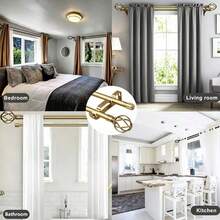 1 Set Double Rod Curtain Rod Kit, Metal Adjustable Splice Double Rod Curtain Rod Set, Suitable For Windows, Comes With Brackets, Perfect For Bathroom, Bedroom And Living Room Blackout Curtains (Gold) - American Style Double Rod - Gold - View 9