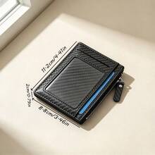 Wcarno Minimalist Fashionable Retro Coin Purse With Bill Compartment, Multi-Functional Wallet - Black - View 3