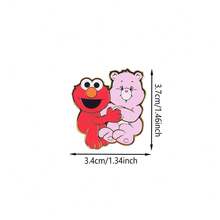Monogram دبوس مينا رسمي من تعاون X Care Bears، إلمو والدب الوردي، دبوس ديكور للحقيبة والجاكيت، هدية هالوين وعيد الميلاد للمراهقين والبالغين 1 قطعة - وردي - مشاهدة 6