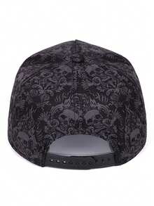1pc Fashionable And Personalized Baseball Hat Printed Skeleton Flat Edge Hat Street HipHop Hat Outdoor Daily Adjustable Decorative Sunshade Hat Unisex - Whole Skull Print - View 4