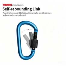 6 buah Carabiner Panjat Tebing Luar Ruangan Kait Cepat Bentuk D Pengunci Paduan Aluminium Ekstra Kuat Kokoh Gantungan Kunci Mur Klip Ransel Botol Air - View 6