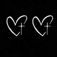 2pcs Heart Shaped Cross Waterproof Car Stickers, Suitable For Rearview Mirror Decoration, Expressing Faith - A - View 8