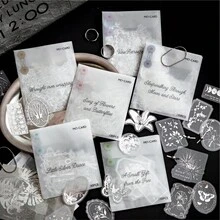 Momo Vellum Paper 3D Silver Foil Sticker Pack, Silver Box Secret Vintage Literary Journaling DIY Base Decoration - A - View 2