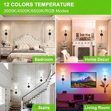 2pcs Battery Operated Wall Sconces, Gold Rechargeable Wall Lamp, Magnetic Detachable, With Remote Control Bulb, RGB Colors And 3 Color Temperatures, Dimmable Cordless Wall Light For Bedroom - Multicolor - View 6