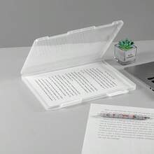 1pc-Clear Plastic A4 File Box, Transparent Desk Document Organizer, Minimalist Paper Storage Holder For Receipts And Files, Easy To See Contents Storage Box - Multicolor - View 2
