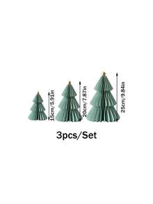 Christmas Honeycomb Paper Tree 3D Christmas Tree Tabletop Centerpiece Decoration, Foldable And Easy To Install, Christmas Party Decor, Winter Holiday Party Indoor Decoration - Smoky Blue - View 11