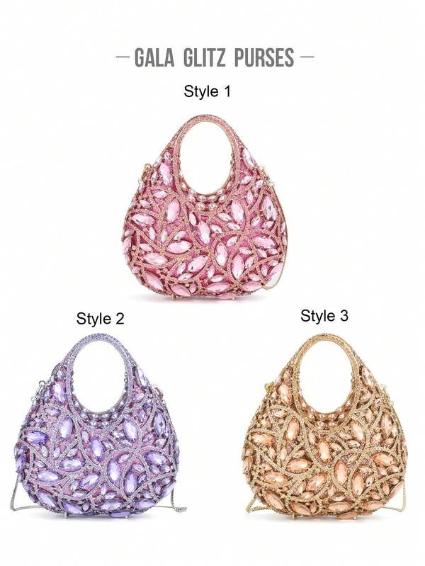 Bolso de noche clásico de moda brillante y lujoso, elegante bolso de mano de cristal para banquetes de mujer, bolso de noche para bodas y fiestas nupciales, cartera de moda para mujer, bolso para lápiz labial y perfume, bolso de mano de lujo con cristales brillantes para banquetes, bolso de mano de metal con diamantes hecho a mano, adecuado para que mujeres nobles y amigas asistan a bodas, fiestas, cócteles, reuniones y banquetes, (no cabe el teléfono)