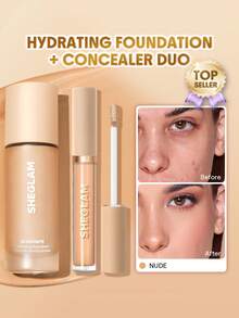 SHEGLAM [2Pcs] Skinfinite Hydrating Foundation & Like Magic Hydrating Concealer Bundle Set - Nude - View 1