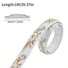1 Roll 1m 3D PVC Self-Adhesive Decorative Soft Line, Palace Style Decorative Soft Line, Easy To DIY And Peelable Decorative Border, Baseboard Ceiling Decorative Line Background Wall Molding Line 3D Wall Sticker Home Decor - A - View 11