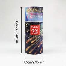 50/72支金屬色鉛筆，軟芯鮮豔顯色，適合繪圖、混色、素描、陰影上色 - 72色金屬彩鉛 - 查看 3