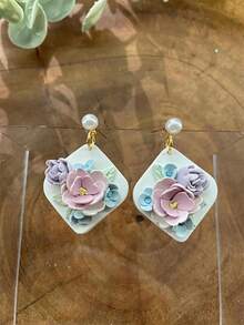 Polymer Clay Cutters, Scalloped Rectangle Diamond Teardrop Shapes, DIY Earring Pendant Handmade Floral Jewelry Making Craft Tools - Pink - View 7