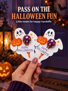 Halloween Ghost Lollipop Holder Cards, Cute Pumpkin Candy Display Tags, Halloween Party Favors, Classroom Treats, Candy Table Decorations, Classroom Gifts And Goodie Bag Decorations - Multicolor - View 6