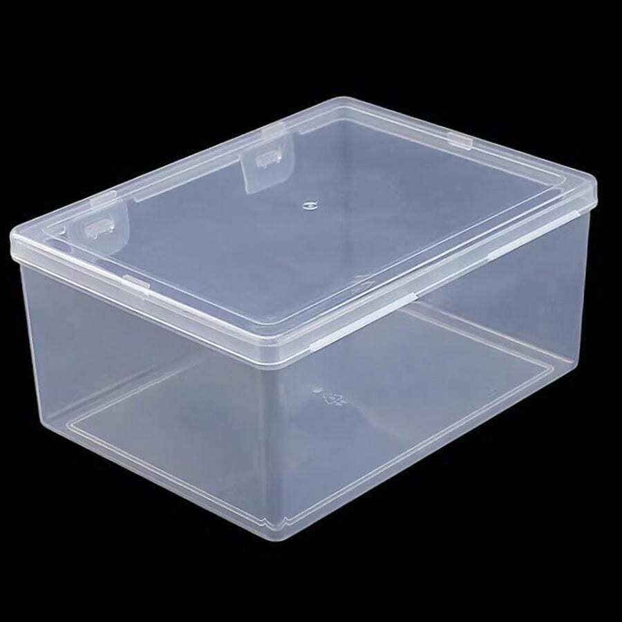 1pc Rectangular Transparent Plastic Fishing Tackle Storage Box, Jewelry Accessories Tool Organizer Box With Flip Lid, Transparent Plastic Box, Suitable For Electronic Components, Hardware Parts, Toy Parts, Suitable For Storing Small Items, Household Goods, Storage Organizer Box - Clear - View 1