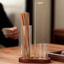 Inverted Incense Holder With Wooden Base And Glass Tube, Zen Hanging Incense Burner For Aromatherapy Meditation, Creative Design Backflow Incense Burner With Glass Tube And Wooden Base, Suitable For Home, Yoga Studio Zen Decor - 1PC - View 5