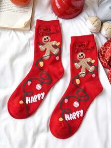 1/3/5 Pairs Christmas Crew Socks, Funny Xmas Socks With Santa Tree Snowman Designs, Soft Warm Mid Tube Socks For Men And Women, Winter Holiday Gift - Multicolor - View 8